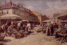 Jour de marché dans une ville altoesterreichischen. à Hans Hamza