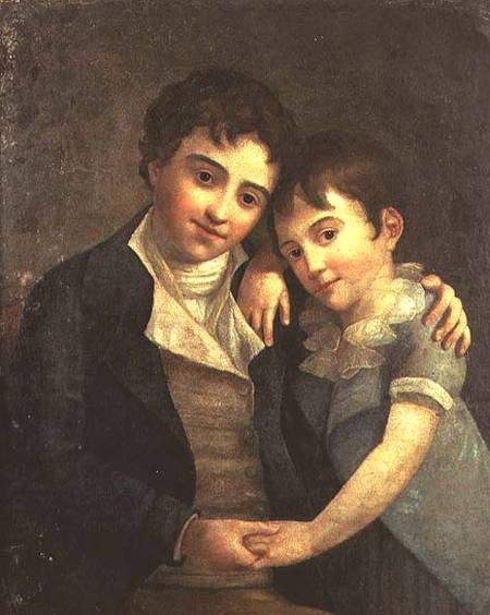 Portrait of Karl Thomas (1784-1858) and Franz Xaver (1791-1844), the two sons of Wolfgang Amadeus Mo à Hans Hansen