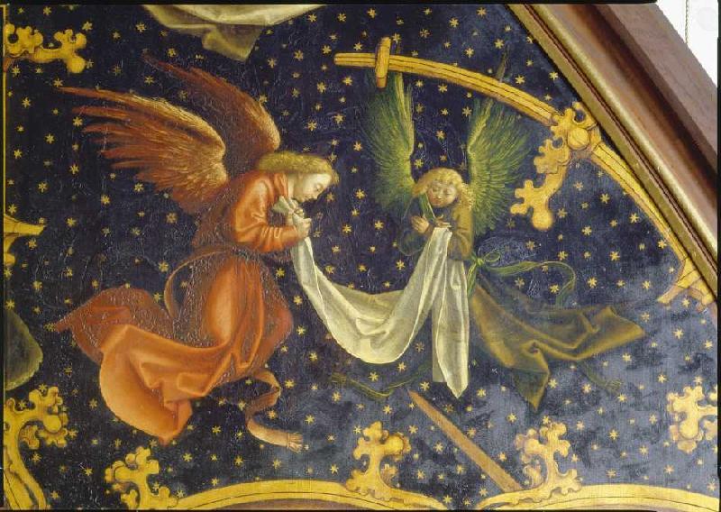 Panneau de basilique s.Marie Maggiore Détail les Tafelafel droits : deux anges de bois d'aiguille à Hans Holbein l'Ancien