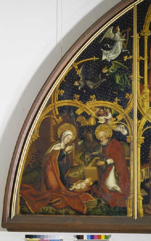 Détail du panneau "naissance du Christ" de la basilique Santa Maria Maggiore à Hans Holbein l'Ancien