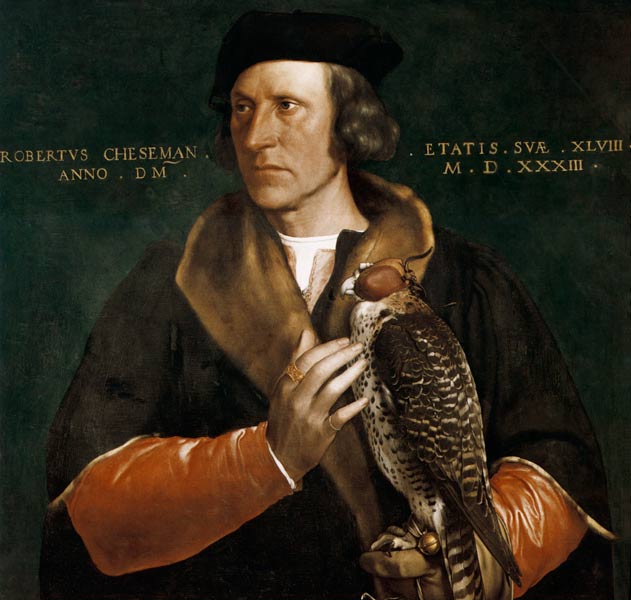 portrait de Robert Chaseman avec des faucons de chasse à Hans Holbein le Jeune