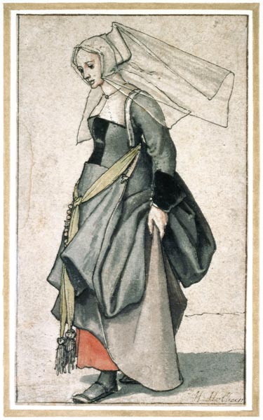 A Young English Woman (pen & ink and w/c on paper) à Hans Holbein le Jeune
