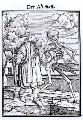 Death and the Old Man, from 'The Dance of Death', engraved by Hans Lutzelburger, c.1538 (woodcut) (b à Hans Holbein le Jeune