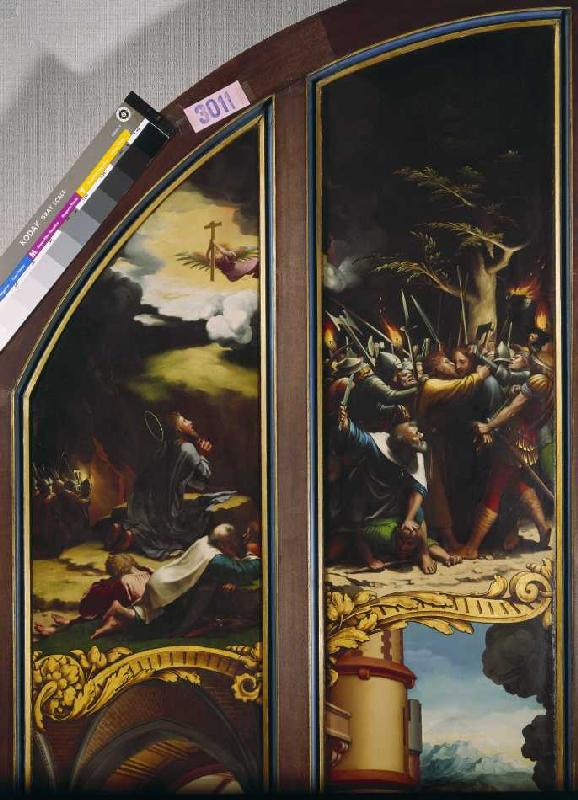 Flügelaltar mit acht Bildern aus der Passion Christi, Detail: Gebet am Ölberg und Der Judaskuss (sie à Hans Holbein le Jeune