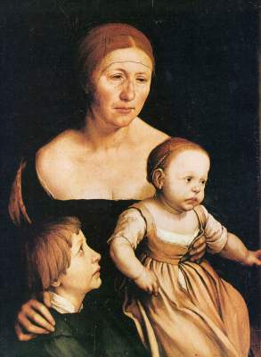la femme de Holbein avec ses deux enfants plus âgés à Hans Holbein le Jeune