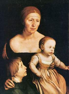 la femme de Holbein avec ses deux enfants plus âgés