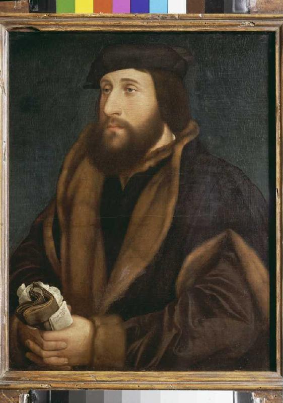 Unbekannter Mann mit Brief und Handschuhen à Hans Holbein le Jeune