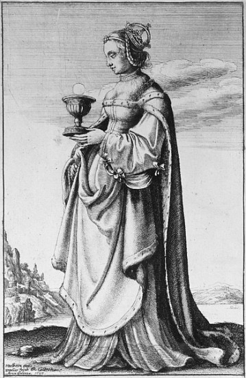 St. Barbara, etched by Wenceslaus Hollar à Hans Holbein le Jeune (atelier)
