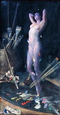 In the Studio: Artist's Vision, c.1900 (oil on canvas) à Hans Holtzbecher
