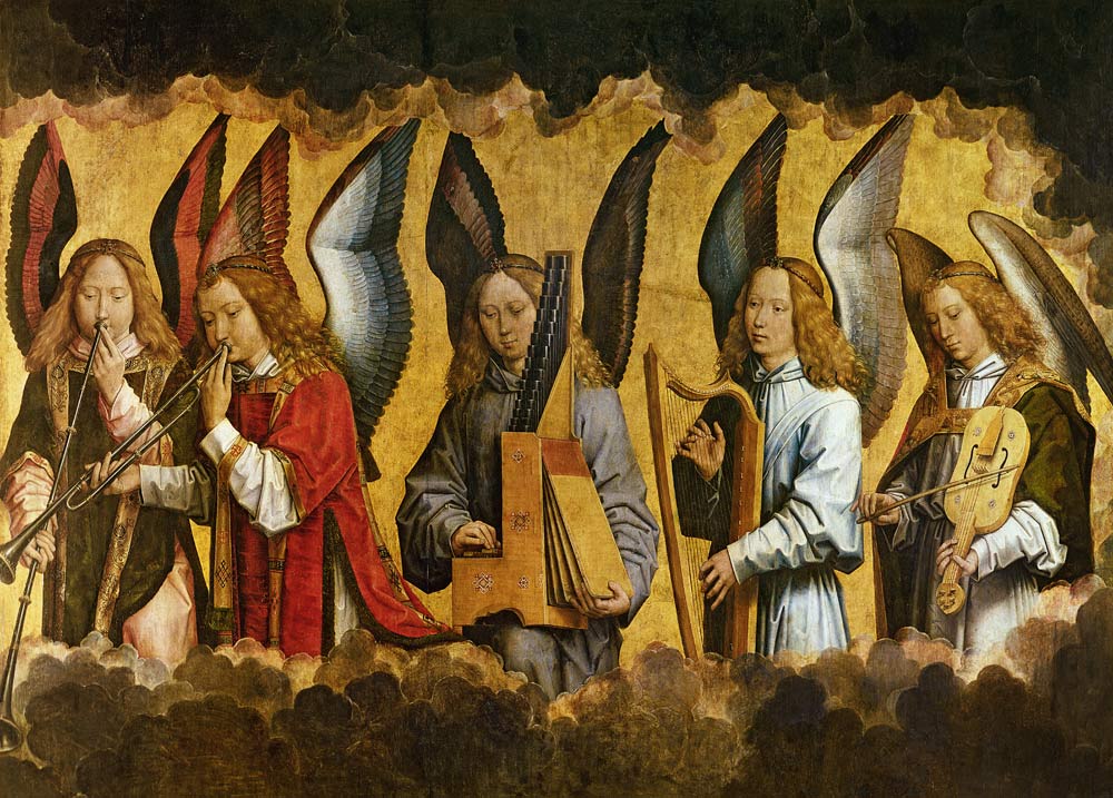 Angels Playing Musical Instruments, right hand panel from a triptych from the Church of Santa Maria à Hans Memling