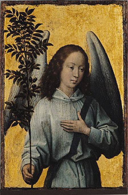 Angel Holding an Olive Branch à Hans Memling