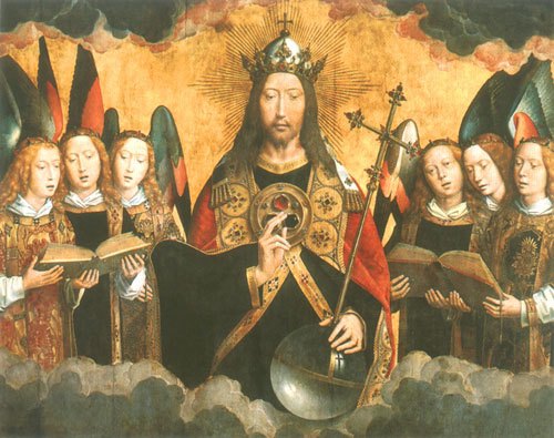 Le Christ avec des anges chantant (panneau central) à Hans Memling