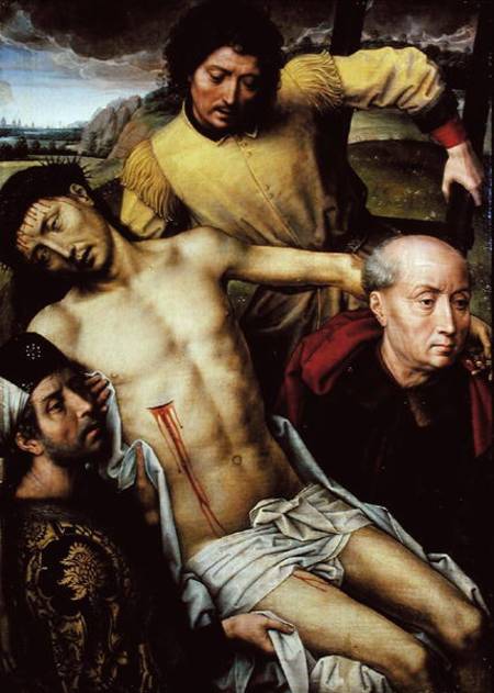 Descent from the Cross, left hand panel from the Deposition Diptych à Hans Memling
