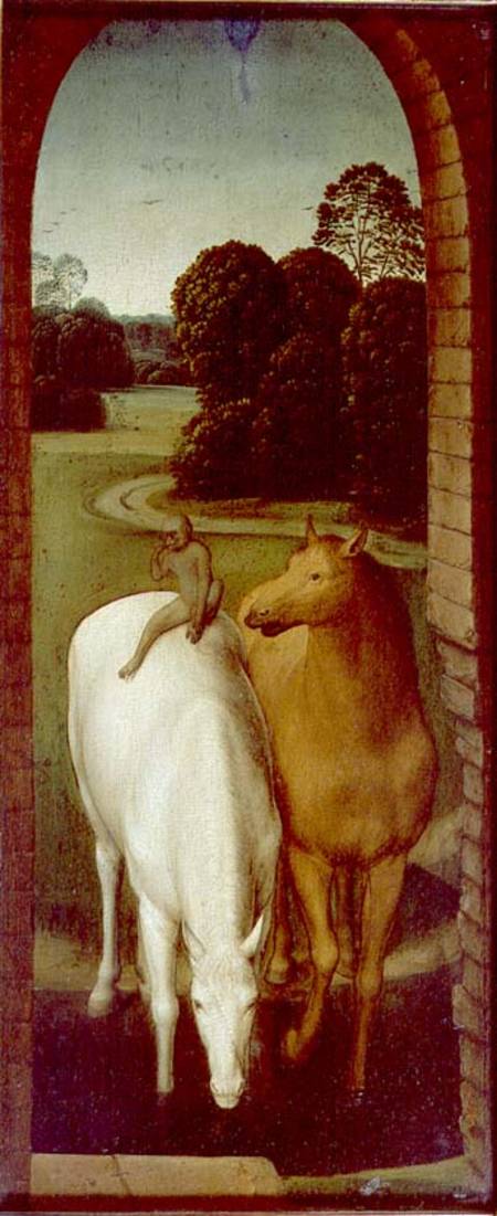 Two Horses in a Landscape à Hans Memling