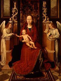 madonne avec l'enfant sur le trône, avec deux anges à Hans Memling