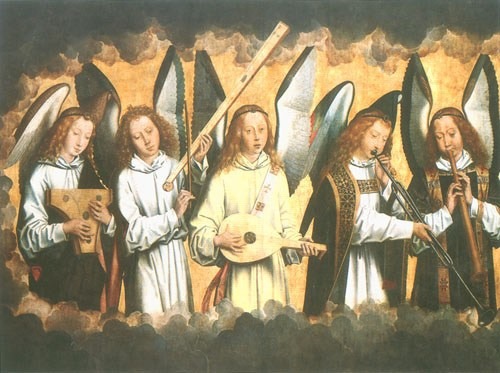 Anges jouant de la musique (aile droite) à Hans Memling