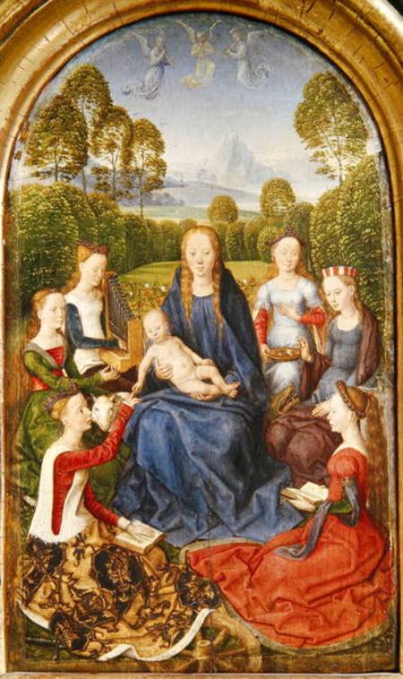 Virgin and Child with Saints, left hand panel from the Diptych of Jean du Cellier à Hans Memling