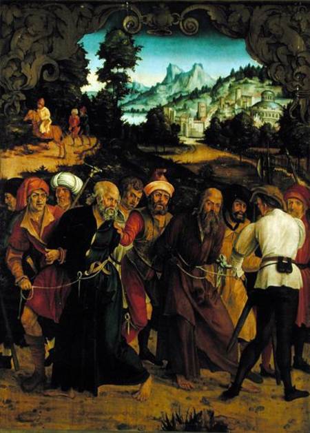 The Arrest of St. Peter and St. Paul, from a polyptych depicting Scenes from the Lives of SS. Peter à Hans Suess Kulmbach