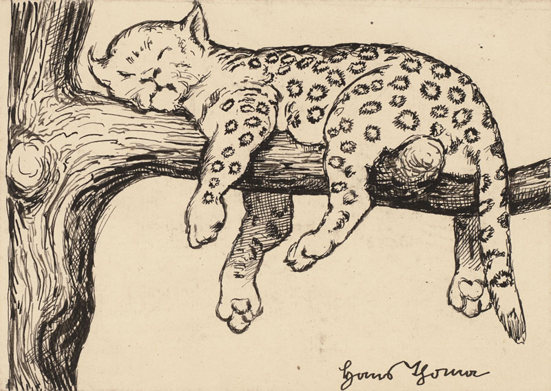Drawing for the Primer:  Leopard à Hans Thoma