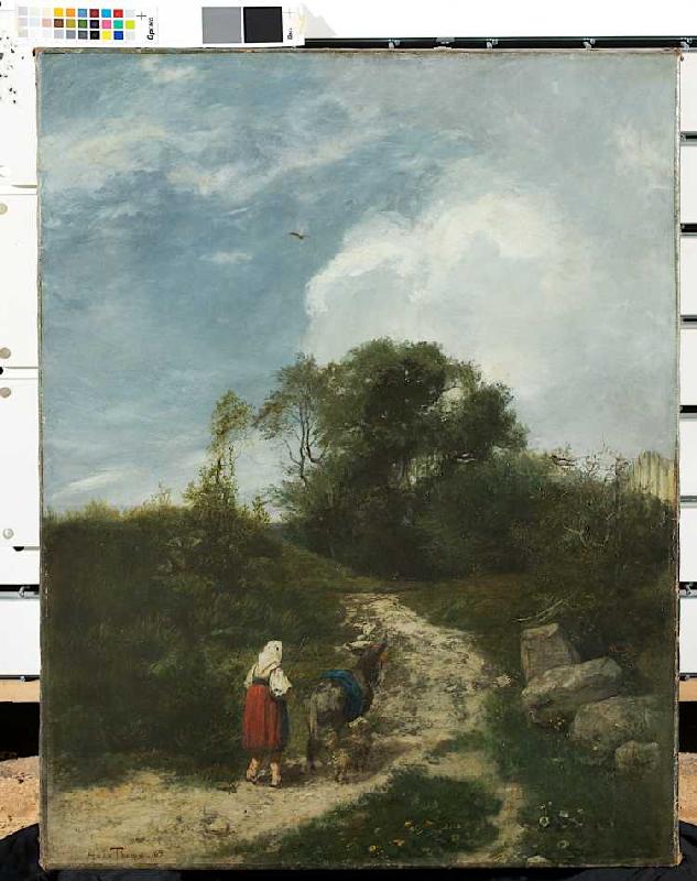 Landschaft mit Eseltreiberin à Hans Thoma