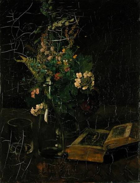 Still Life with a Bunch of Flowers and a Bible à Hans Thoma