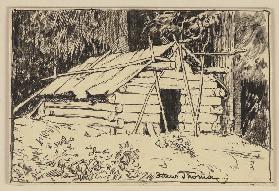 Zeichnung zur Fibel: Hütte