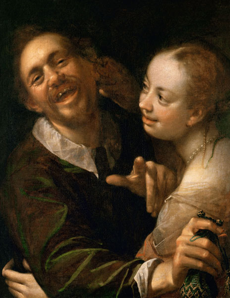 A Laughing Couple, self portrait of the artist with his wife (Scherzendes Paar) à Hans von Aachen