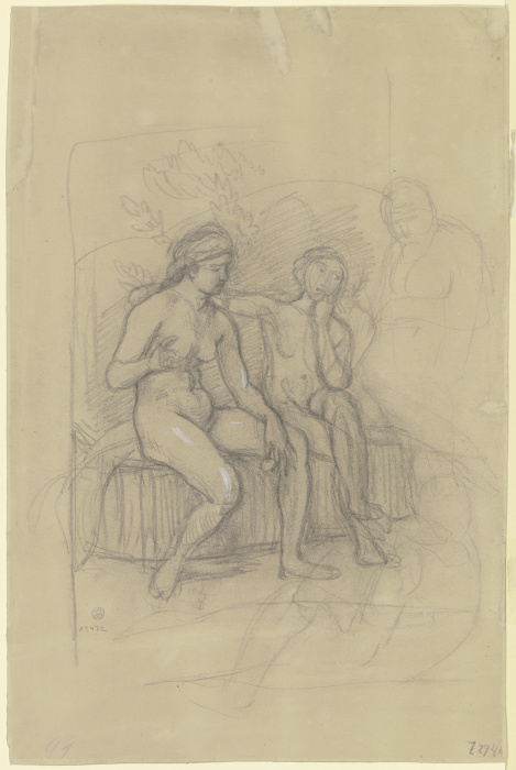 Zwei nebeneinander sitzende weibliche Akte à Hans von Marées