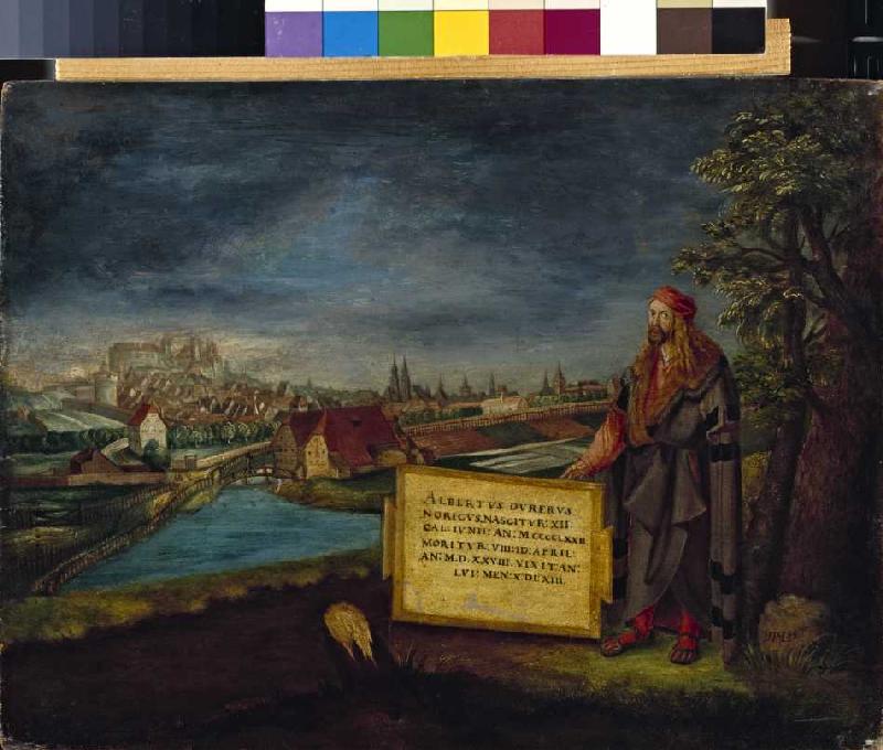 Blick auf Nürnberg mit Altbrecht Dürer im Vordergrund à Hans Sebald Lautensack