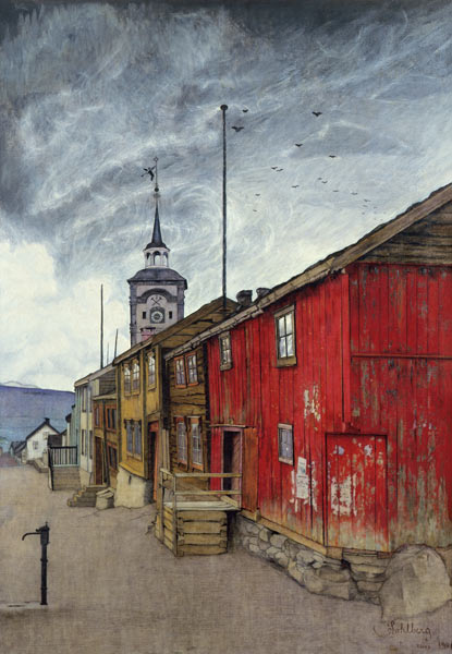 Straße in Røros à Harald Sohlberg