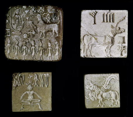 Four seals depicting mythological animals, from Mohenjo-Daro, Indus Valley, Pakistan, 3000-1500 BC ( à Harappan