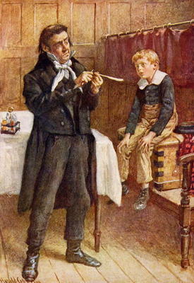 Mr Wackford Squeers and the New Pupil, illustration for 'Character Sketches from Dickens' compiled b à Harold Copping