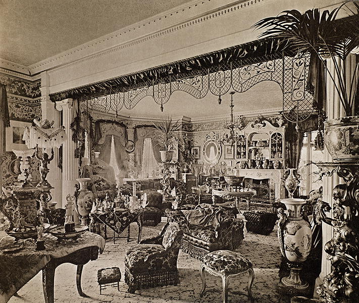 The Drawing Room, Wickham Hall, Kent, 1897 (b/w photo)  à Harold Palmer