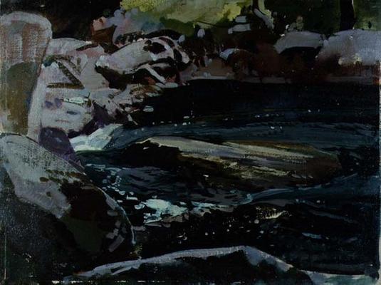 Flowing River (oil on canvas board) à Harry Watson