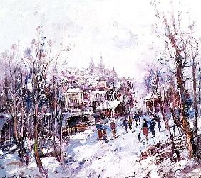 Winter Scene in a French Cathedral Town