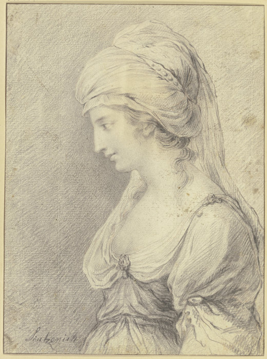 Dame mit turbanartiger Kopfbedeckung im Profil nach links (Zémire aus "Zémire et Azor") à Heinrich Sintzenich