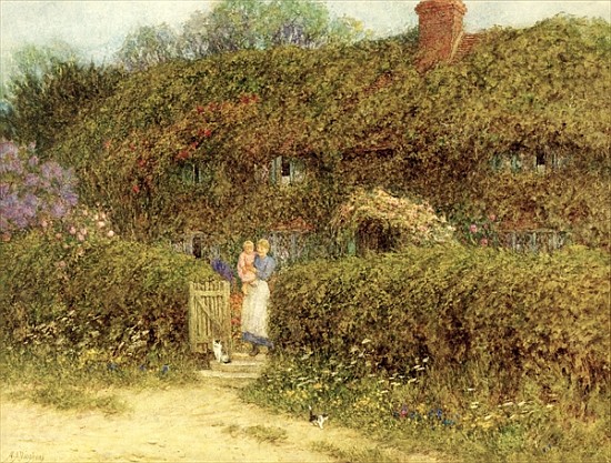 A Cottage at Freshwater, Isle of Wight à Helen Allingham