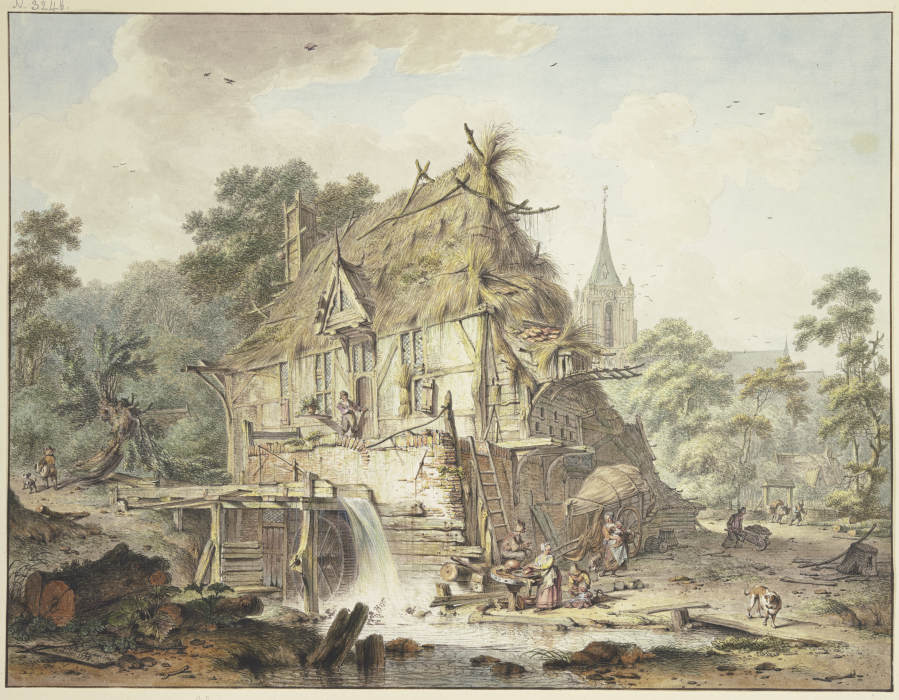Eine Wassermühle mit vielen Figuren à Hendrik Meyer