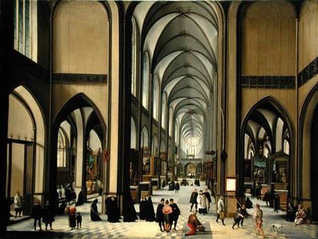 Interior of Antwerp cathedral à Hendrik van Steenwyck