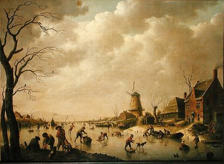 Skaters on a Frozen Canal à Hendrik Willem Schweickardt