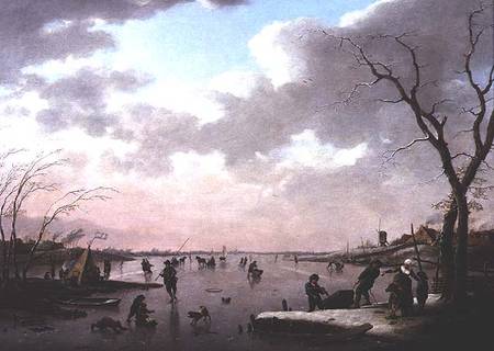 Winter Scene, Figures on the Ice à Hendrik Willem Schweickardt