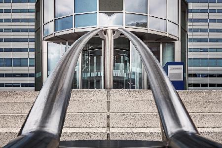 Bank entrance after renovation.