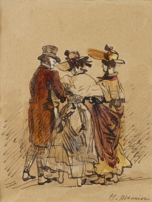 The Walk (ink & w/c on paper) à Henri Bonaventure Monnier