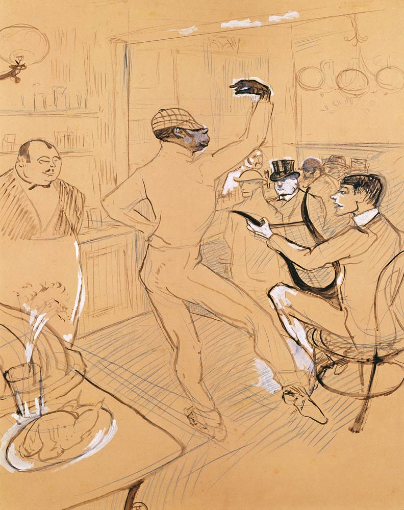 Chocolat Dancing, 1896 (pen & ink and coloured pencil on paper) à Henri de Toulouse-Lautrec