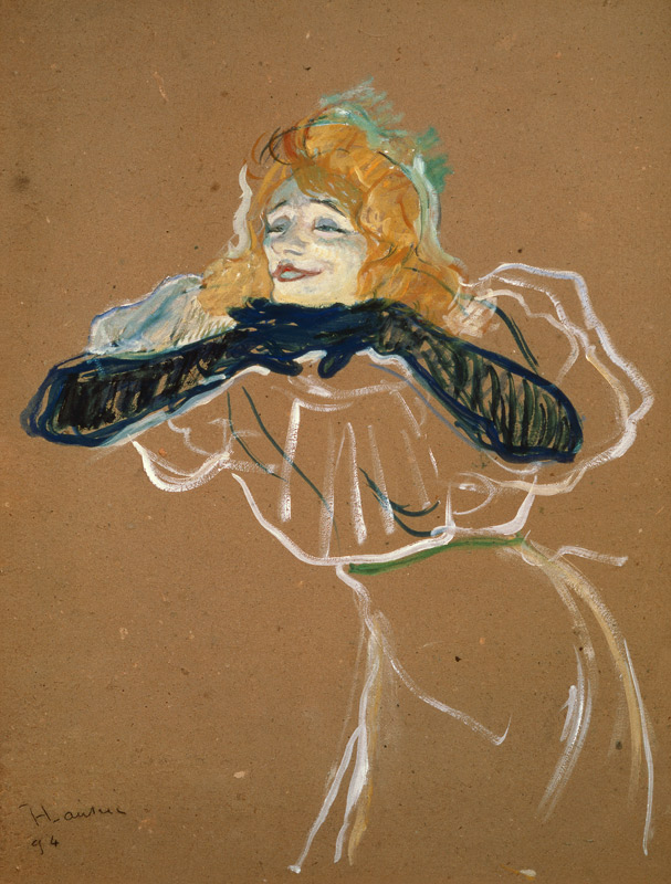 Le Chanteuse Yvette Guilbert chante Linger à Longer Loo. à Henri de Toulouse-Lautrec