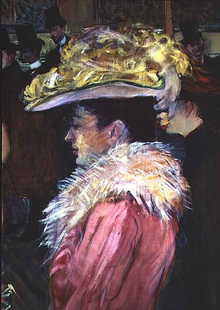The Dance of the Moulin Rouge: detail of an elegant woman dressed in pink à Henri de Toulouse-Lautrec