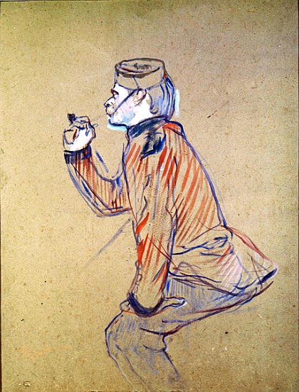 English Soldier Smoking a Pipe, 1898 (oil card) à Henri de Toulouse-Lautrec