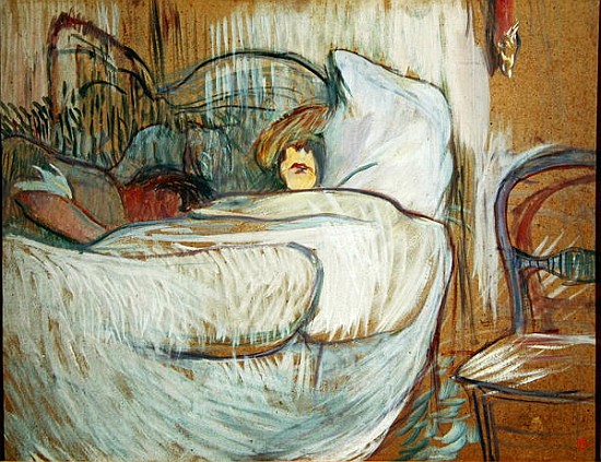 In Bed, 1894 (oil on card) à Henri de Toulouse-Lautrec