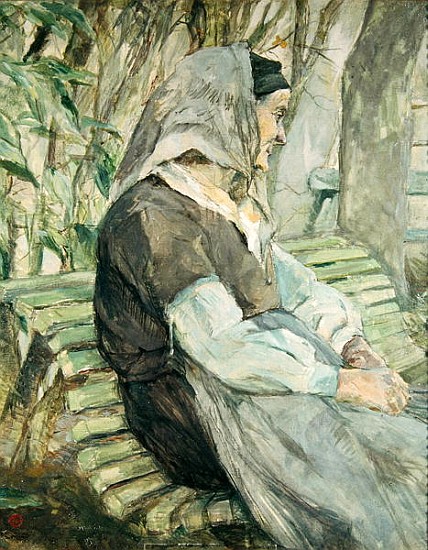 Old Woman Seated on a Bench in Celeyran à Henri de Toulouse-Lautrec