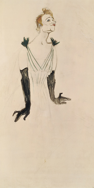 Yvette Guilbert (1865-1944), 1894 (charcoal and oil) à Henri de Toulouse-Lautrec